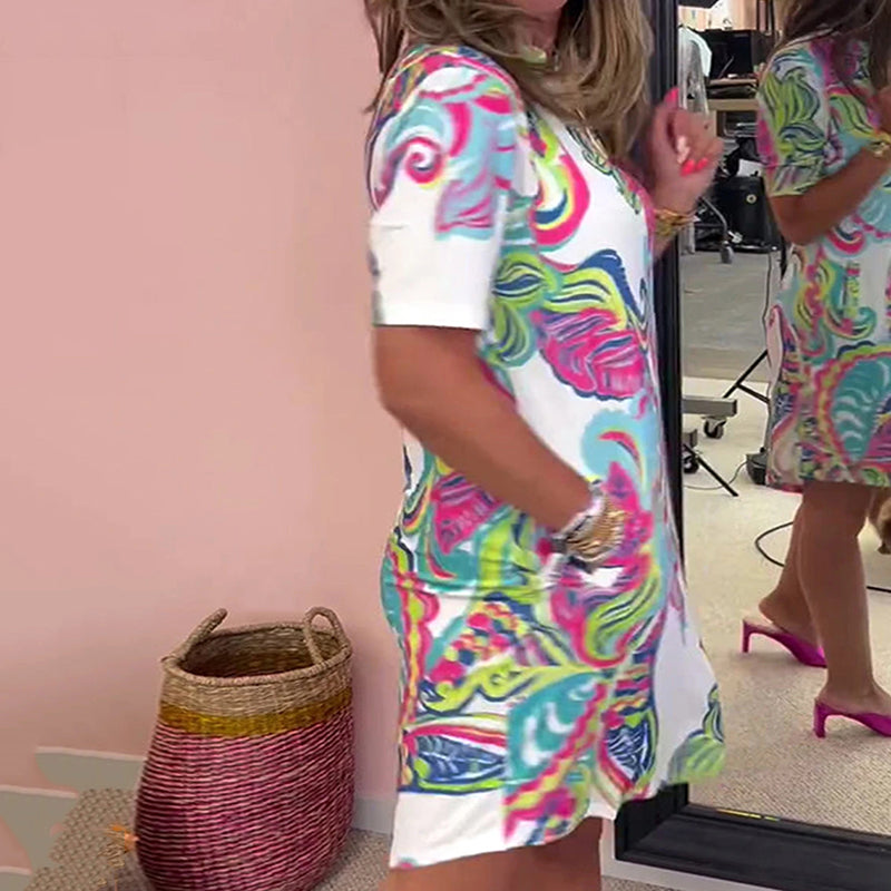 Heloise - Vestido Estampado Colorido con Cuello en V