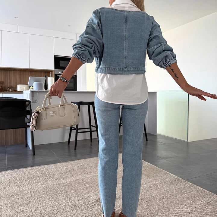 Nadira - Conjunto de Pantalón y Top Vaqueros de Manga Larga