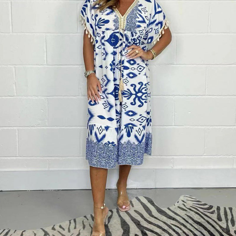 Alyex - Vestido Informal Estampado Con Cuello en V