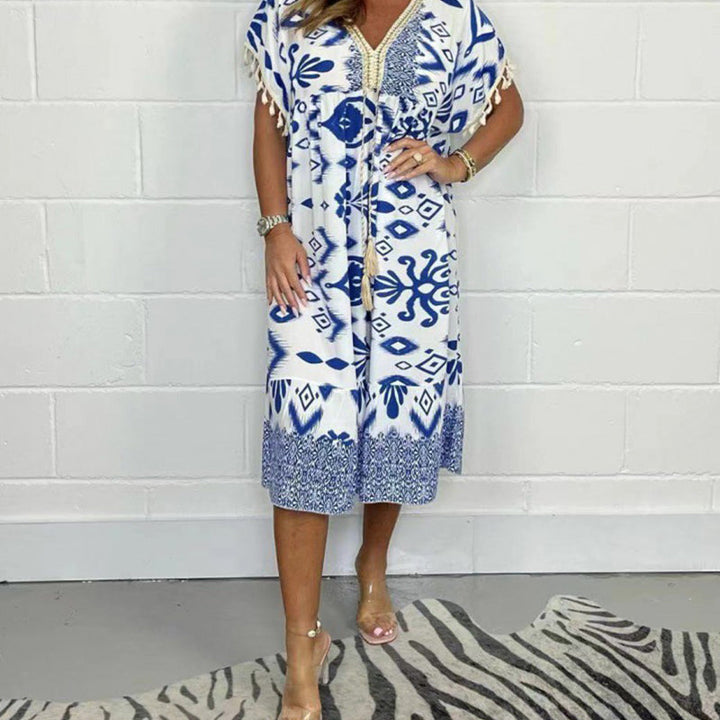Alyex - Vestido Informal Estampado Con Cuello en V