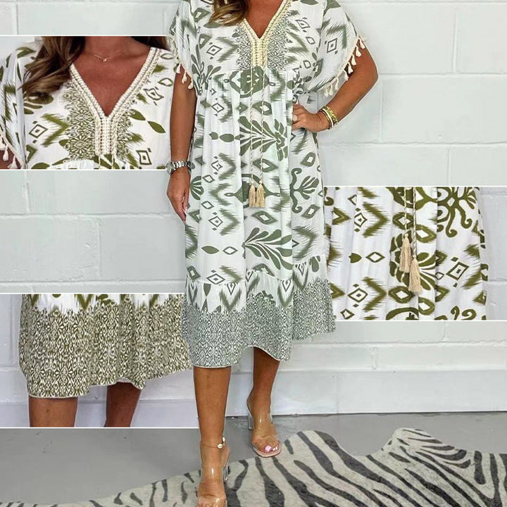Alyex - Vestido Informal Estampado Con Cuello en V