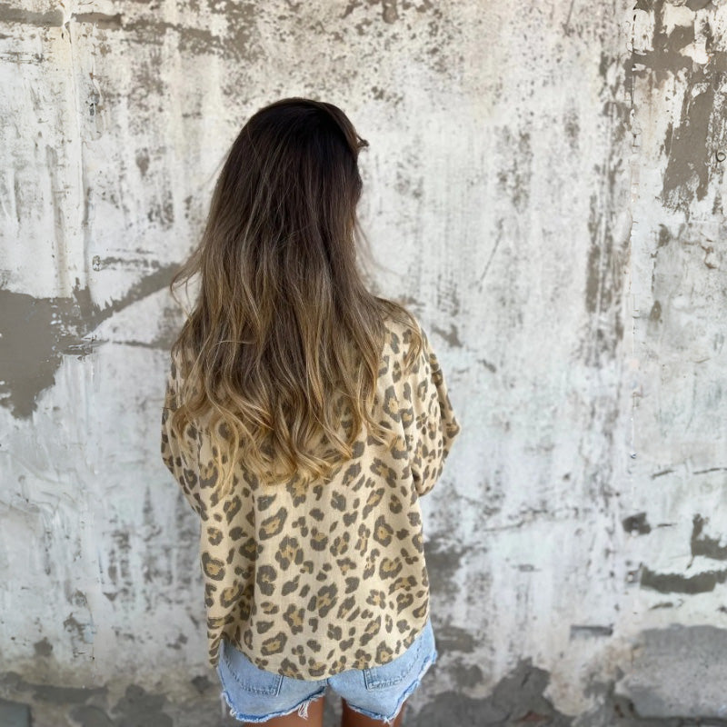 Leely - Camisa Estampada Con Cuello Y Mangas Largas