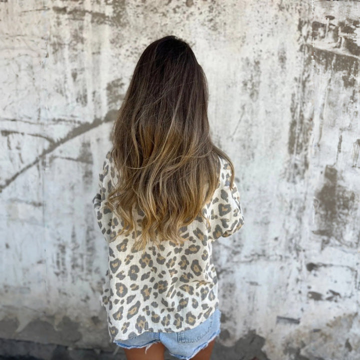Leely - Camisa Estampada Con Cuello Y Mangas Largas