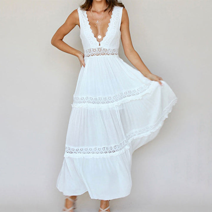 Melyssa -  Vestido Largo con Cuello de Pico