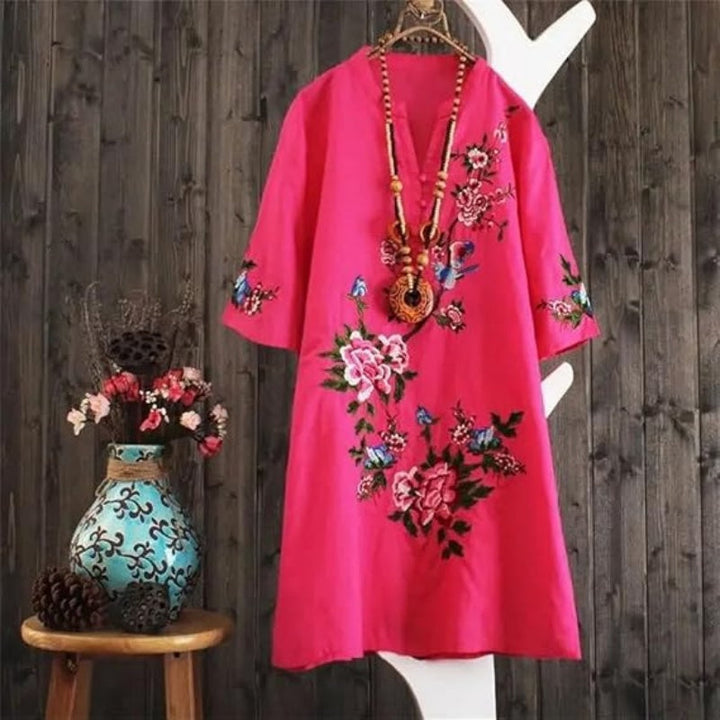 Russo - Floral Vestido Con Suelto Cuello en V