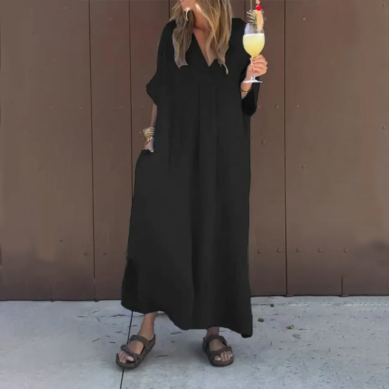 Arantxa - Elegante Vestido Maxi Con Cuello En V