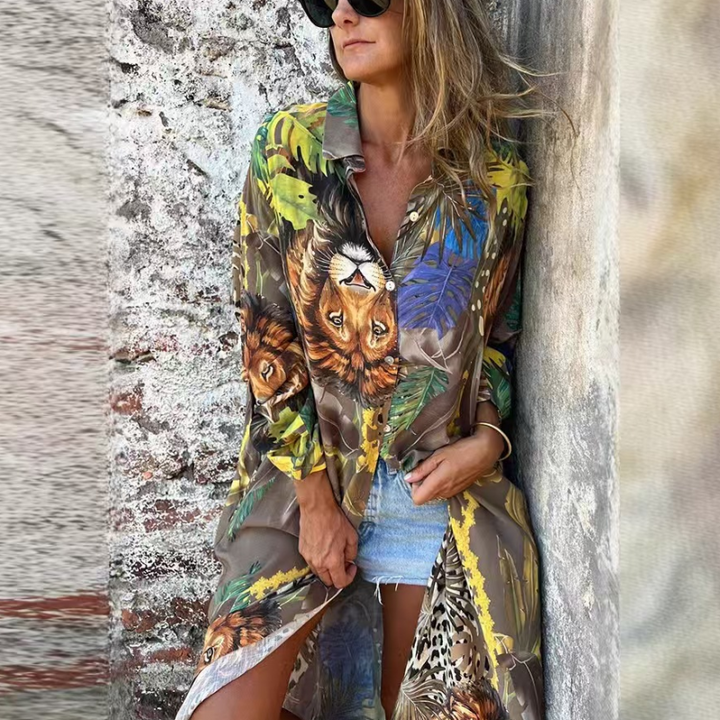 Roelie - Vestido Estampado De Manga Larga