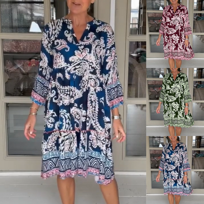 Viloura - Vestido con Estampado Floral y Cuello en Pico