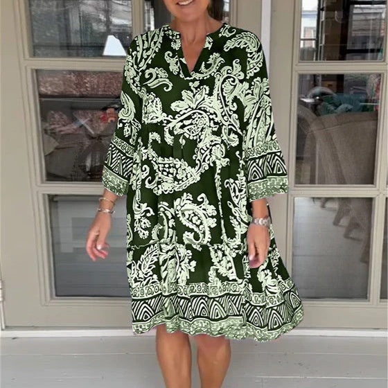Viloura - Vestido con Estampado Floral y Cuello en Pico