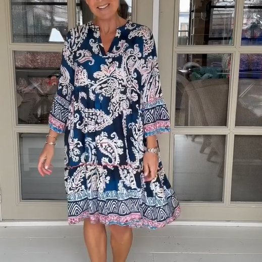 Viloura - Vestido con Estampado Floral y Cuello en Pico