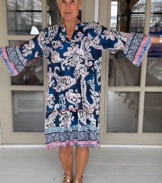 Viloura - Vestido con Estampado Floral y Cuello en Pico