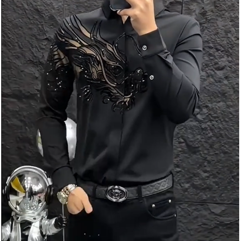 Zeljko -  Elegante Camisa Estampada de Corte Ajustado