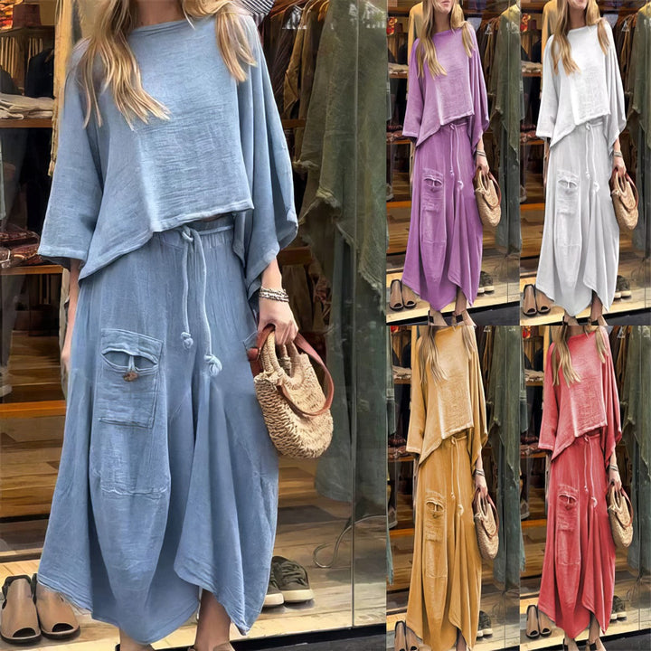 Elaine - Conjunto Casual De Dos Piezas Blusa y Falda