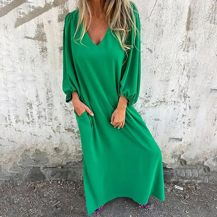 Willeke - Vestido Largo Con Bolsillos y Abertura