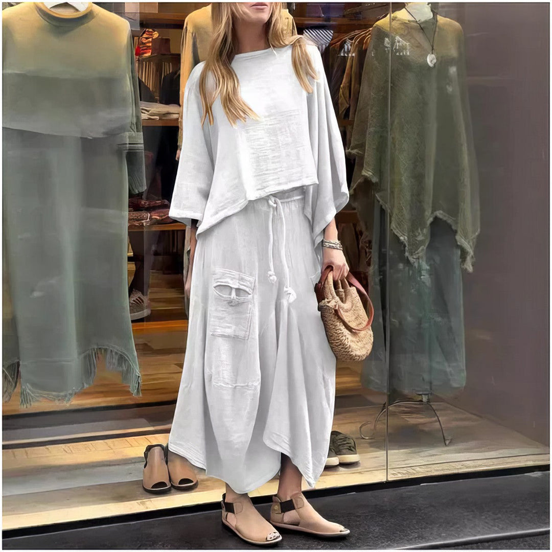 Elaine - Conjunto Casual De Dos Piezas Blusa y Falda