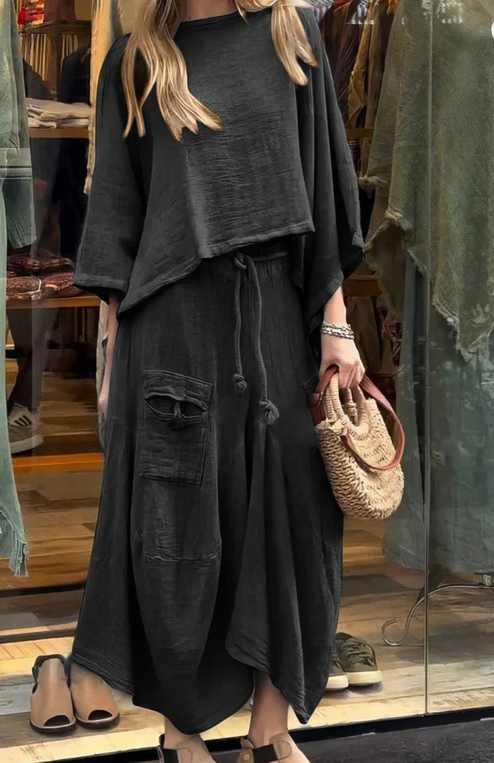Elaine - Conjunto Casual De Dos Piezas Blusa y Falda