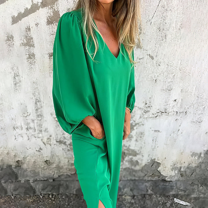 Willeke - Vestido Largo Con Bolsillos y Abertura