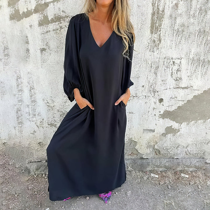 Willeke - Vestido Largo Con Bolsillos y Abertura