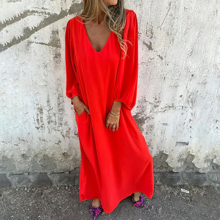 Willeke - Vestido Largo Con Bolsillos y Abertura