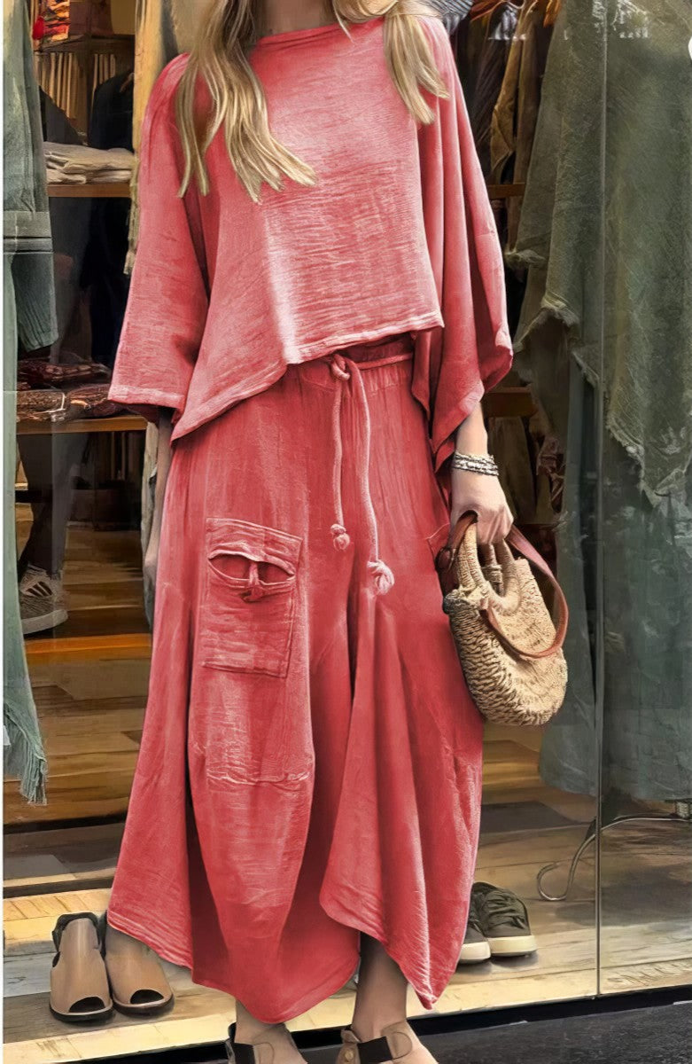 Elaine - Conjunto Casual De Dos Piezas Blusa y Falda