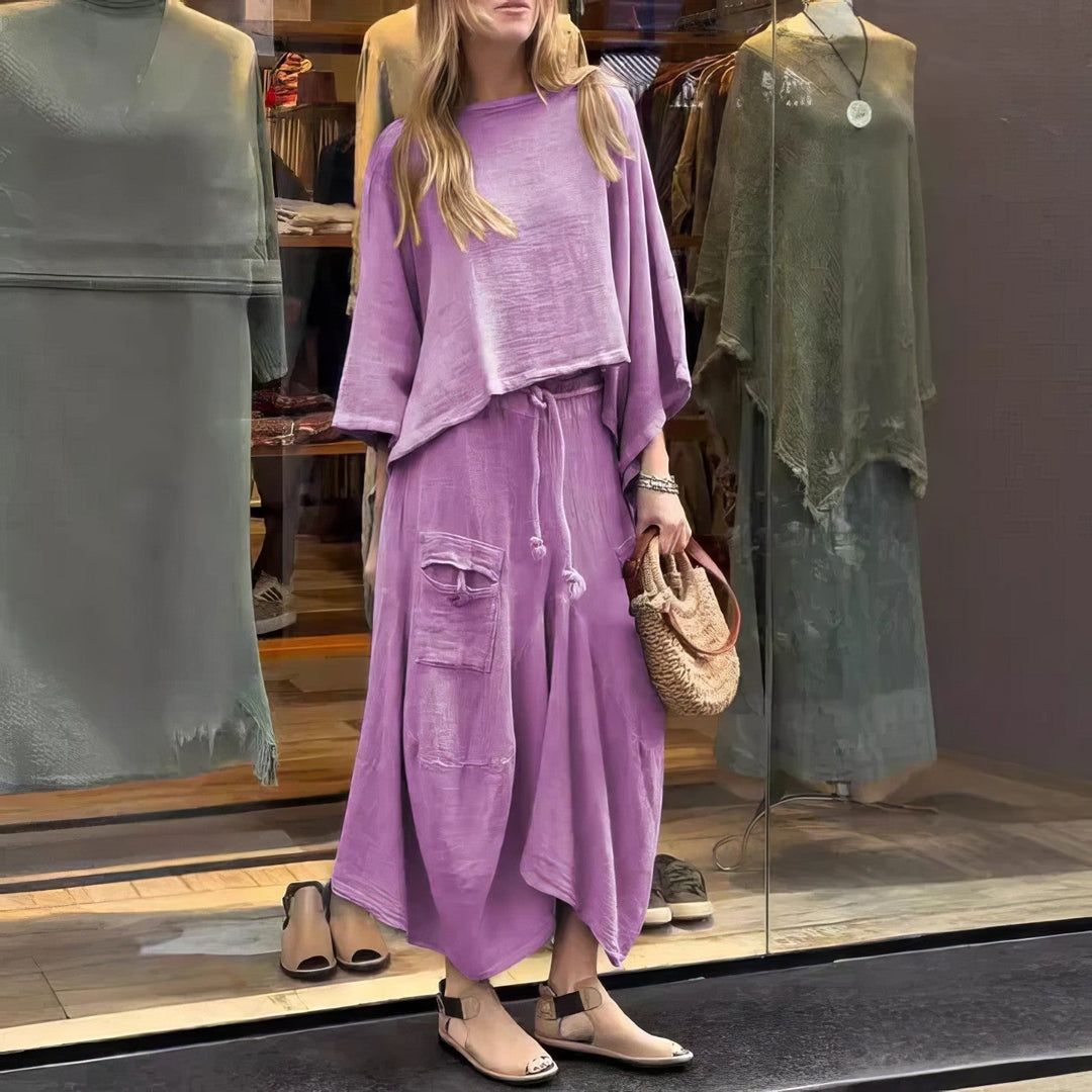 Elaine - Conjunto Casual De Dos Piezas Blusa y Falda