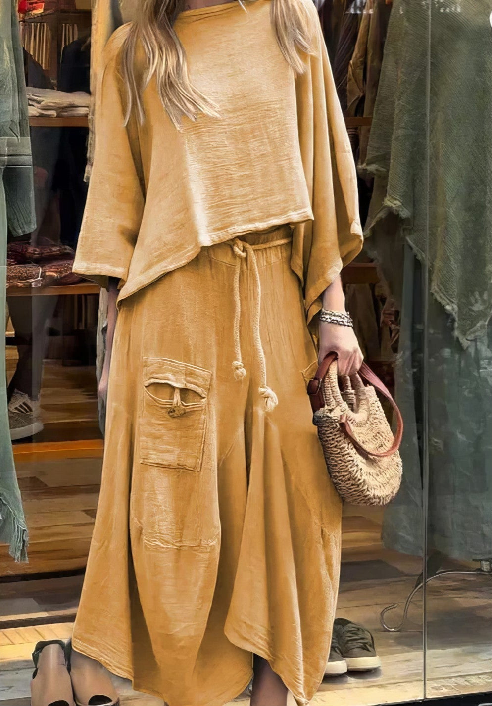 Elaine - Conjunto Casual De Dos Piezas Blusa y Falda
